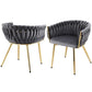 Elodie Set of 2 Dining Chair Velvet Weaving Armchair - Grey