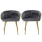 Elodie Set of 2 Dining Chair Velvet Weaving Armchair - Grey