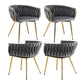 Elodie Set of 4 Dining Chair Velvet Weaving Armchair - Grey