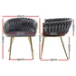 Elodie Set of 4 Dining Chair Velvet Weaving Armchair - Grey