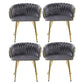 Elodie Set of 4 Dining Chair Velvet Weaving Armchair - Grey