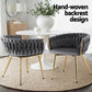 Elodie Set of 4 Dining Chair Velvet Weaving Armchair - Grey
