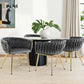 Elodie Set of 4 Dining Chair Velvet Weaving Armchair - Grey