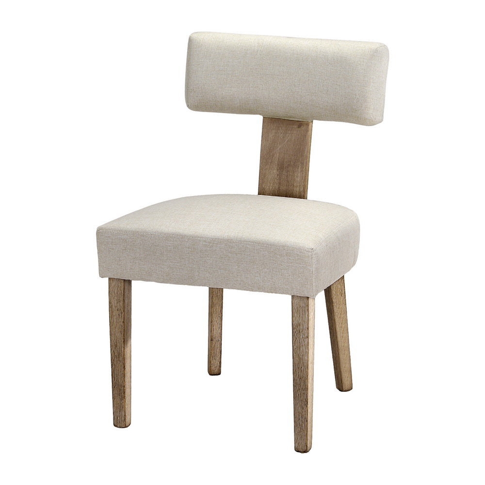 Tamsin Set of 4 Dining Chairs Linen Fabric Wooden - Beige