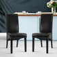 Sienna Set of 2 Dining Chairs Leather Parsons Chair - Black