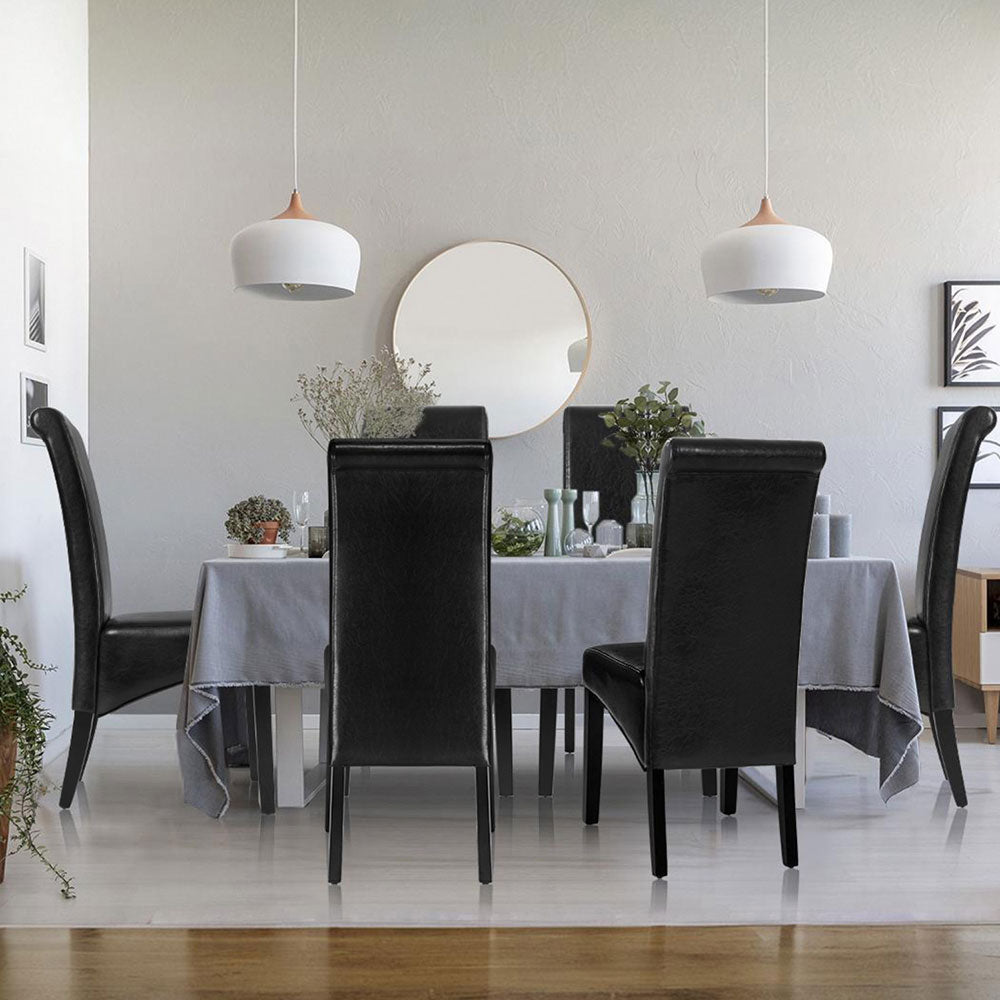 Sienna Set of 4 Dining Chairs Leather Parsons Chair - Black