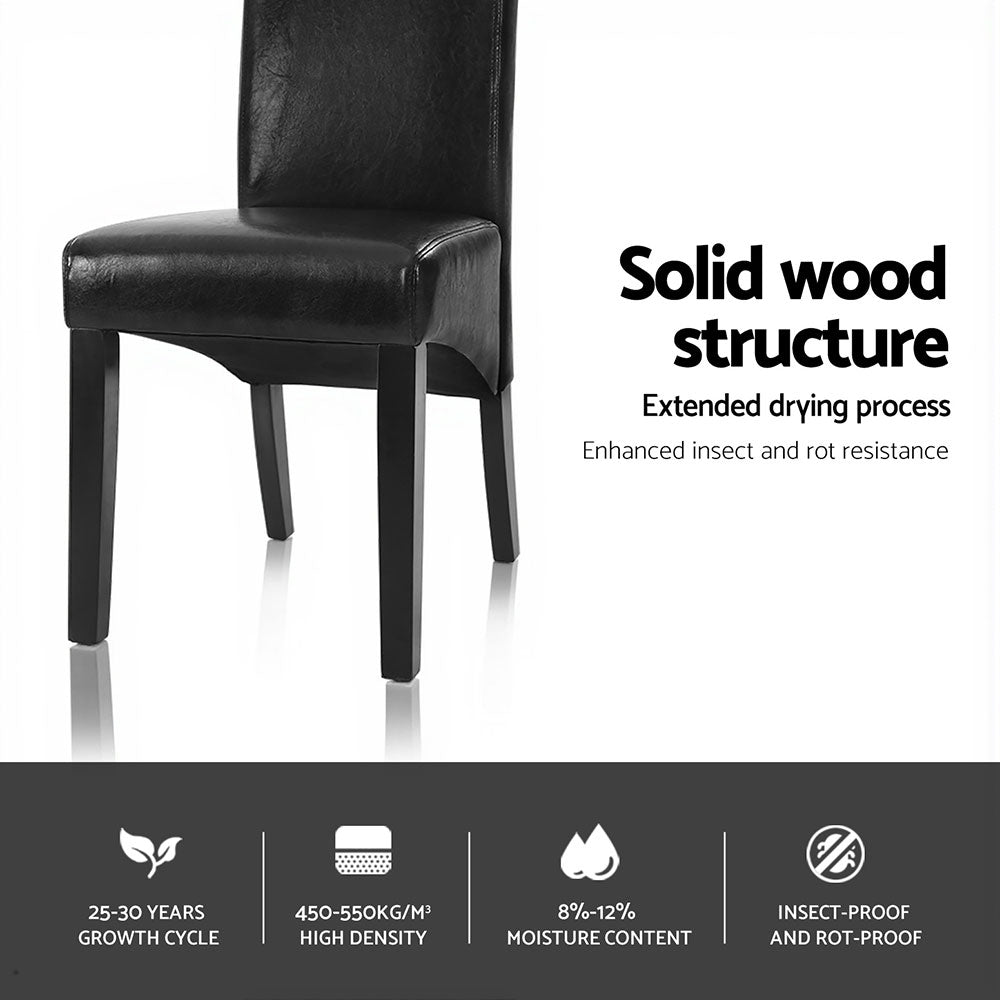 Sienna Set of 4 Dining Chairs Leather Parsons Chair - Black