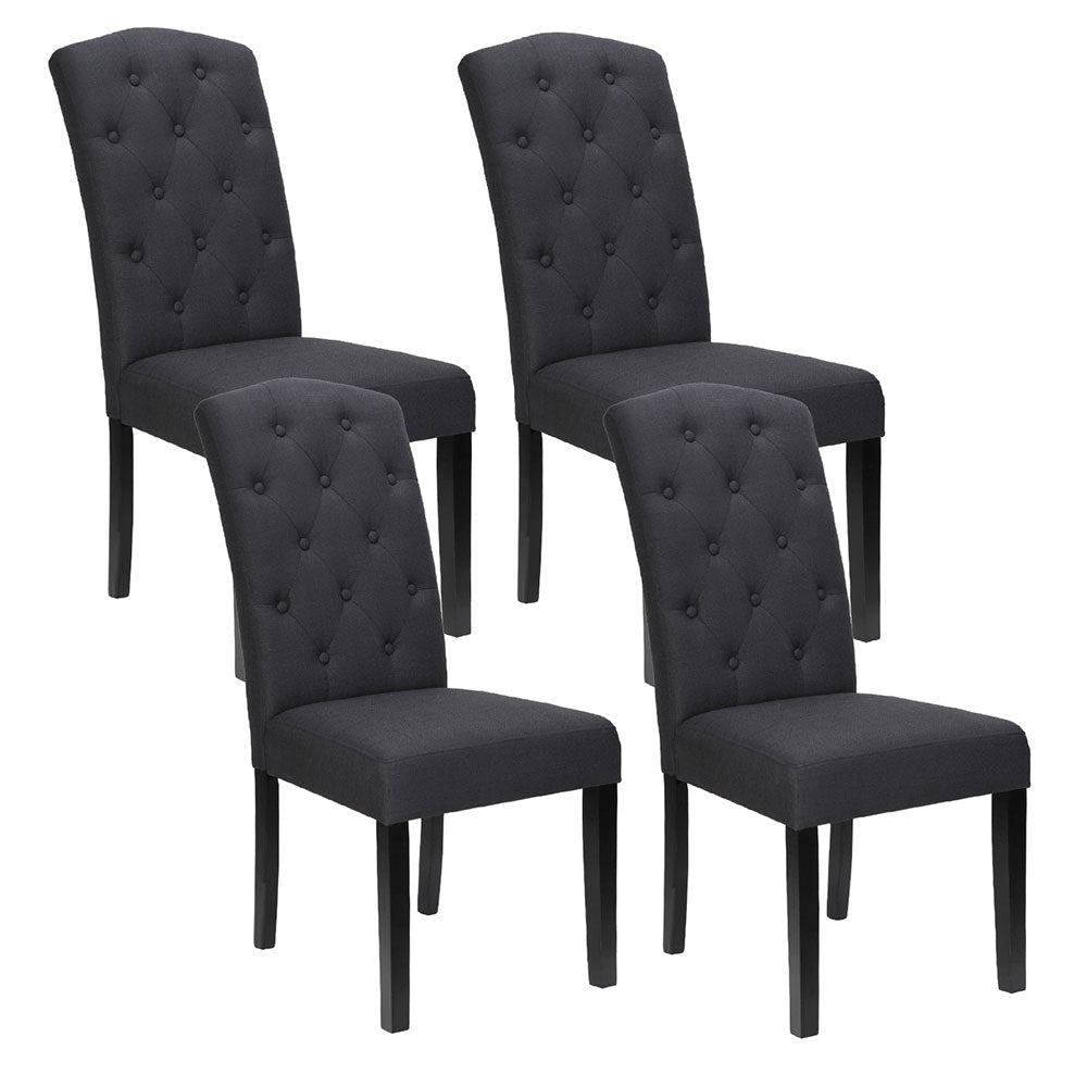 Holly Set of 4 Dining Chairs Linen Parsons Chair - Dark Grey