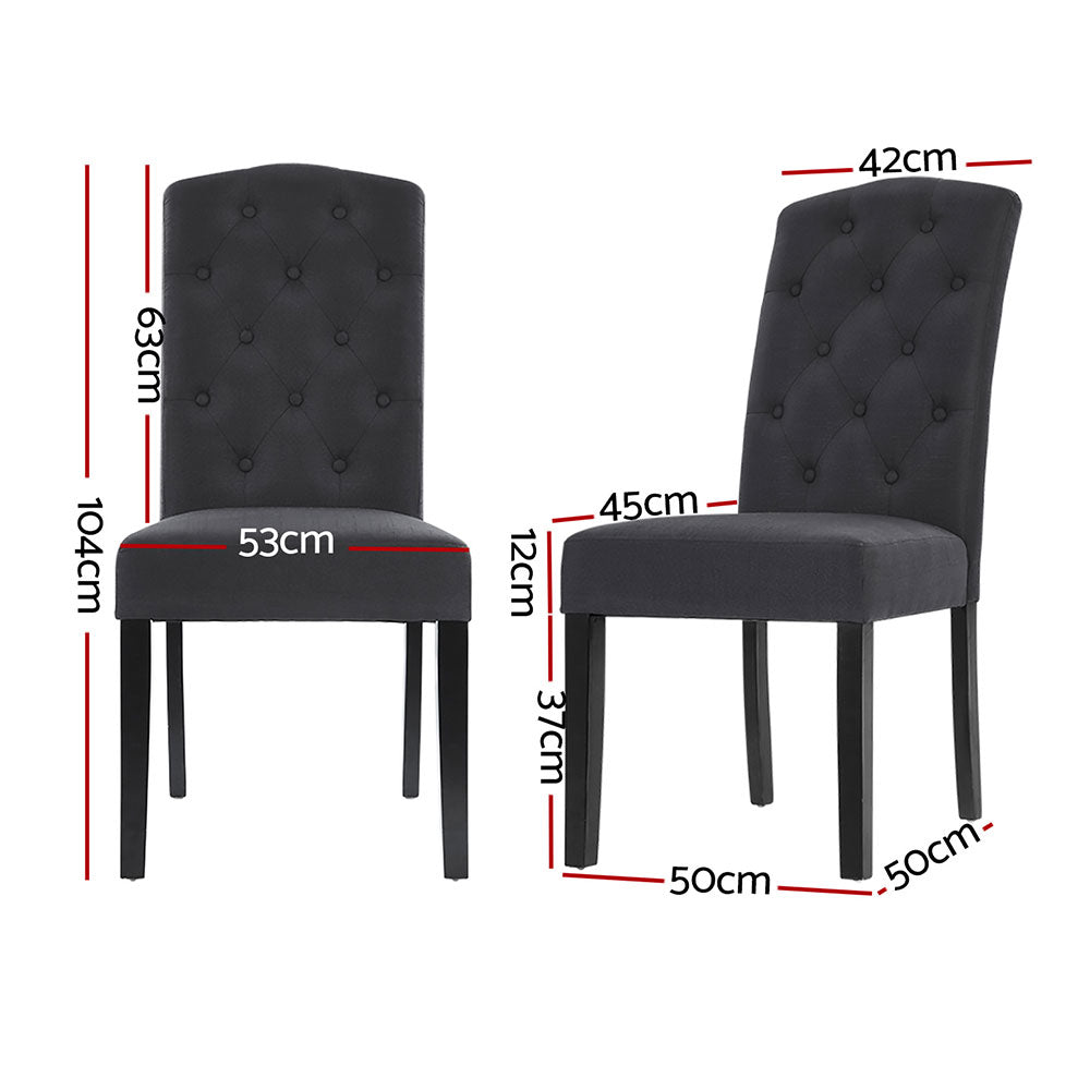 Holly Set of 4 Dining Chairs Linen Parsons Chair - Dark Grey