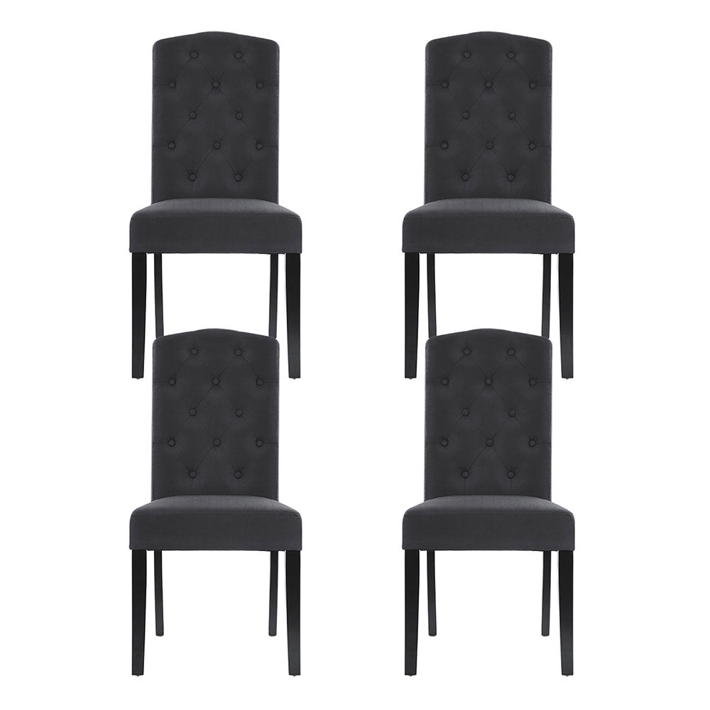 Holly Set of 4 Dining Chairs Linen Parsons Chair - Dark Grey