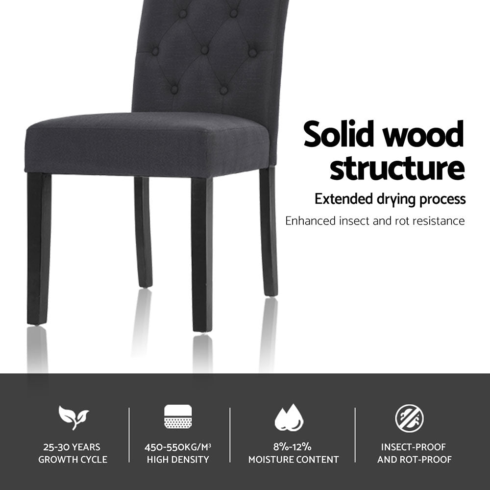 Holly Set of 4 Dining Chairs Linen Parsons Chair - Dark Grey