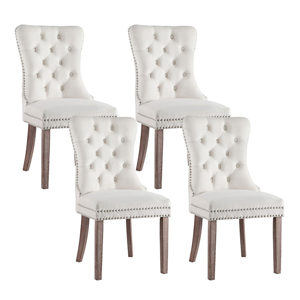 Blythe Set of 4 Dining Chairs Velvet - Beige