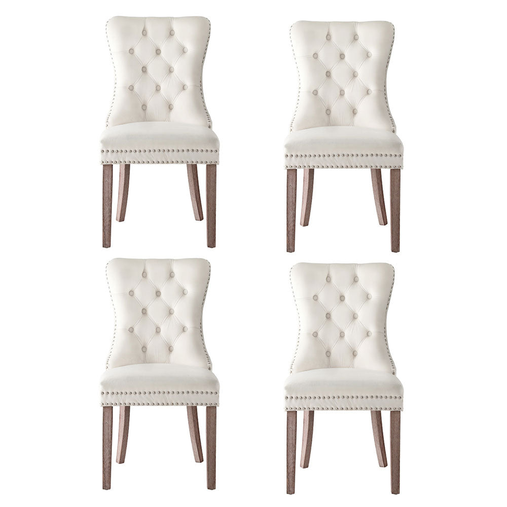 Blythe Set of 4 Dining Chairs Velvet - Beige