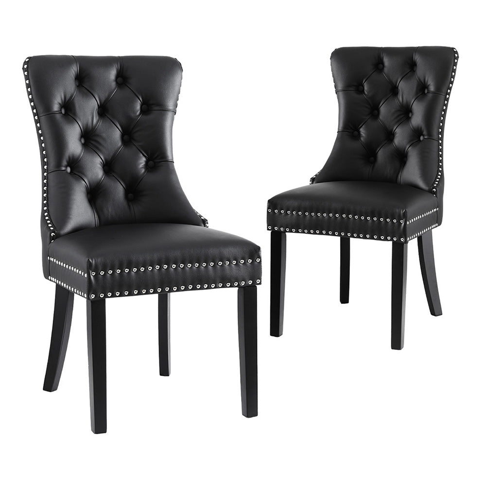 Blythe Set of 2 Dining Chairs Leather - Black