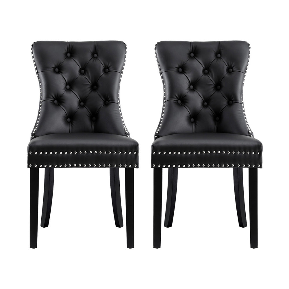 Blythe Set of 2 Dining Chairs Leather - Black