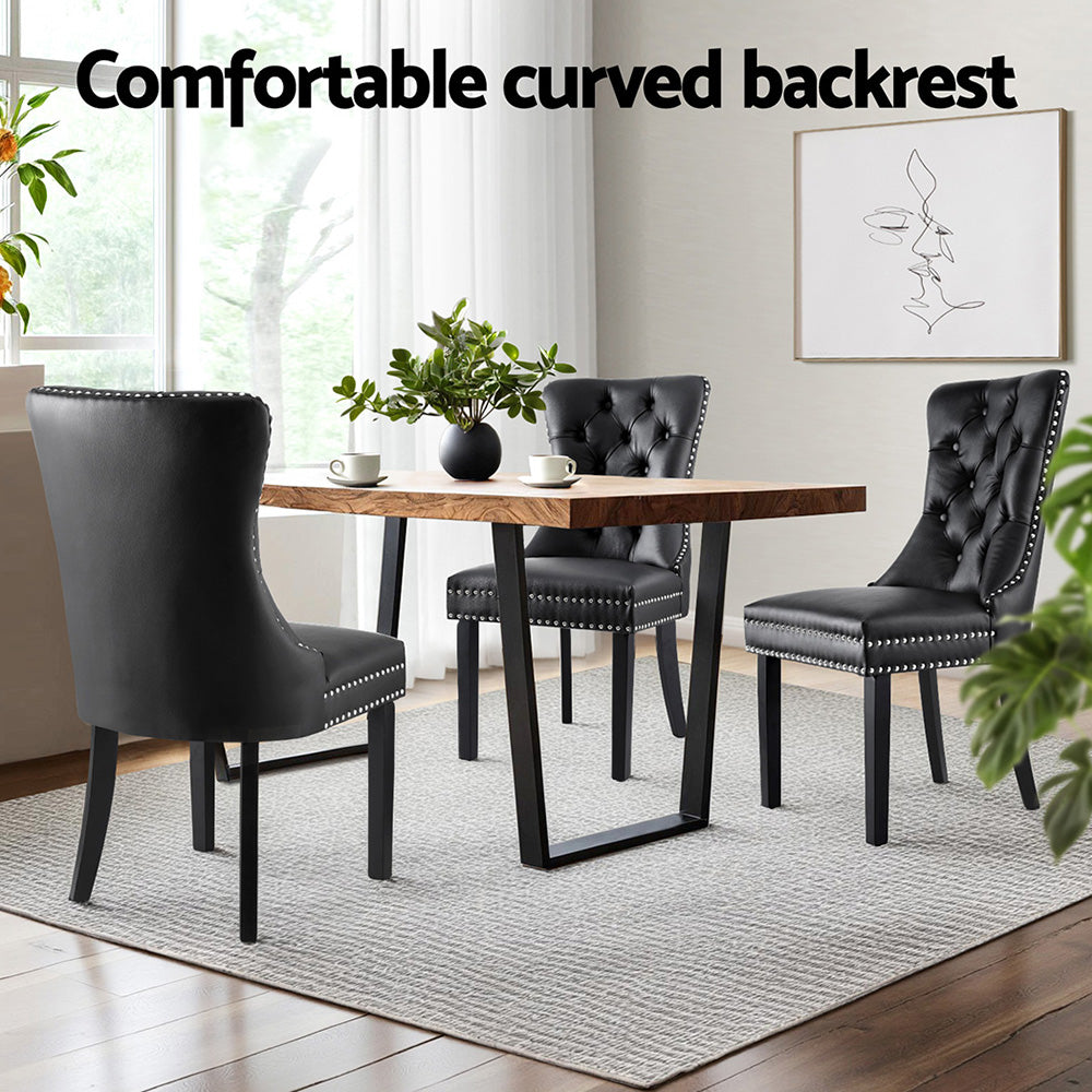 Blythe Set of 2 Dining Chairs Leather - Black
