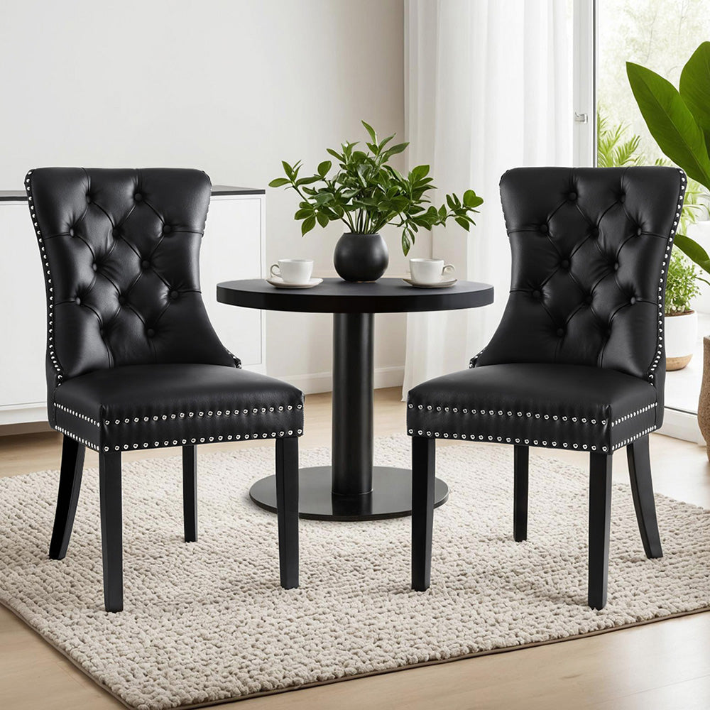 Blythe Set of 2 Dining Chairs Leather - Black