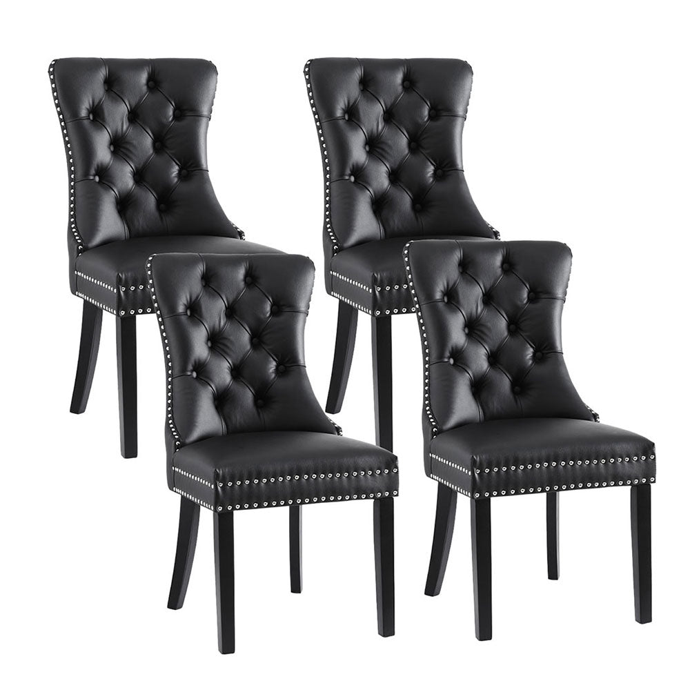 Blythe Set of 4 Dining Chairs Leather - Black