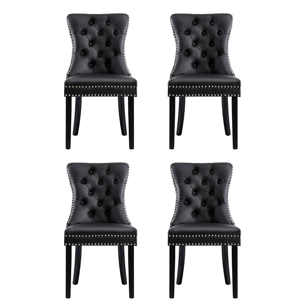 Blythe Set of 4 Dining Chairs Leather - Black