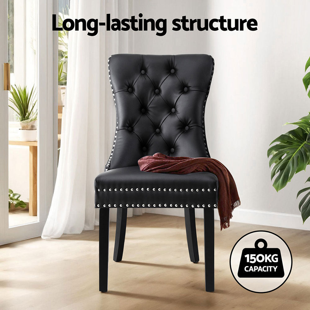 Blythe Set of 4 Dining Chairs Leather - Black