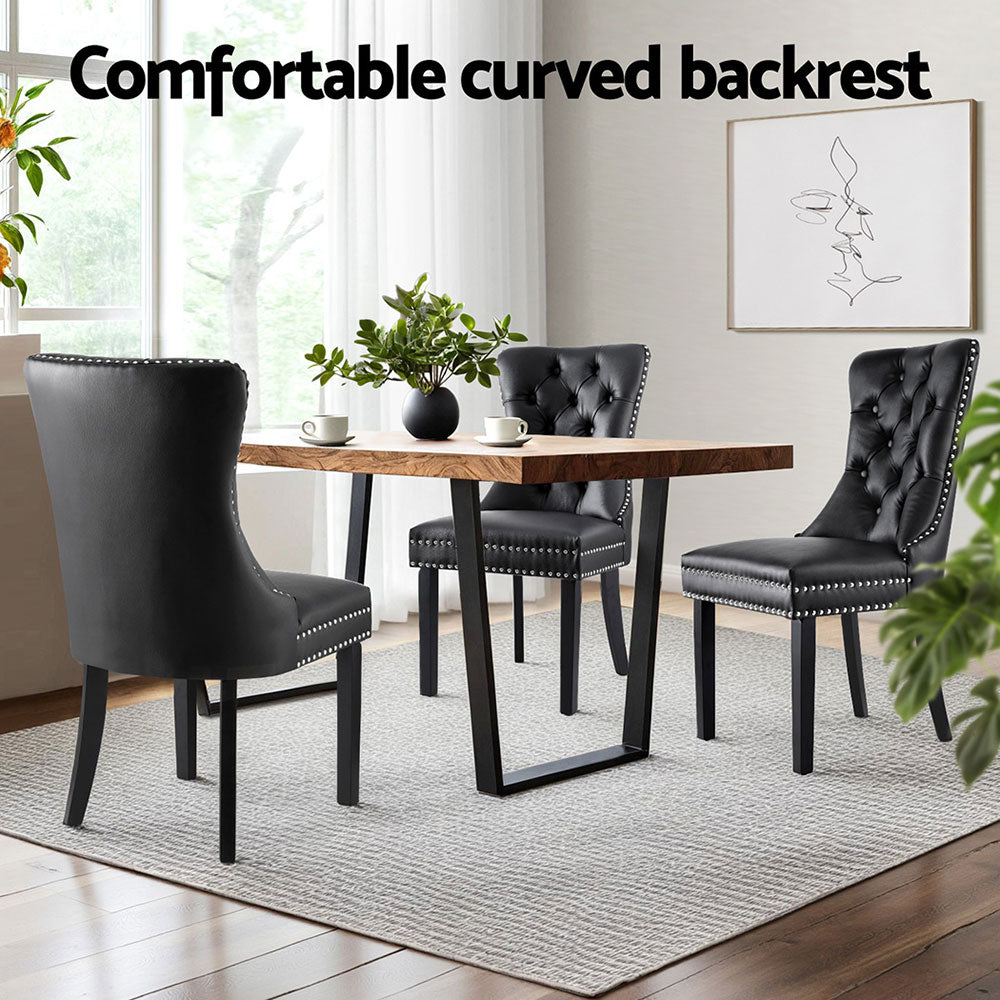 Blythe Set of 4 Dining Chairs Leather - Black