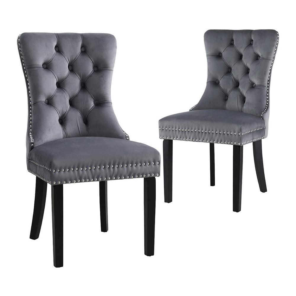 Blythe Set of 2 Dining Chairs Velvet - Grey