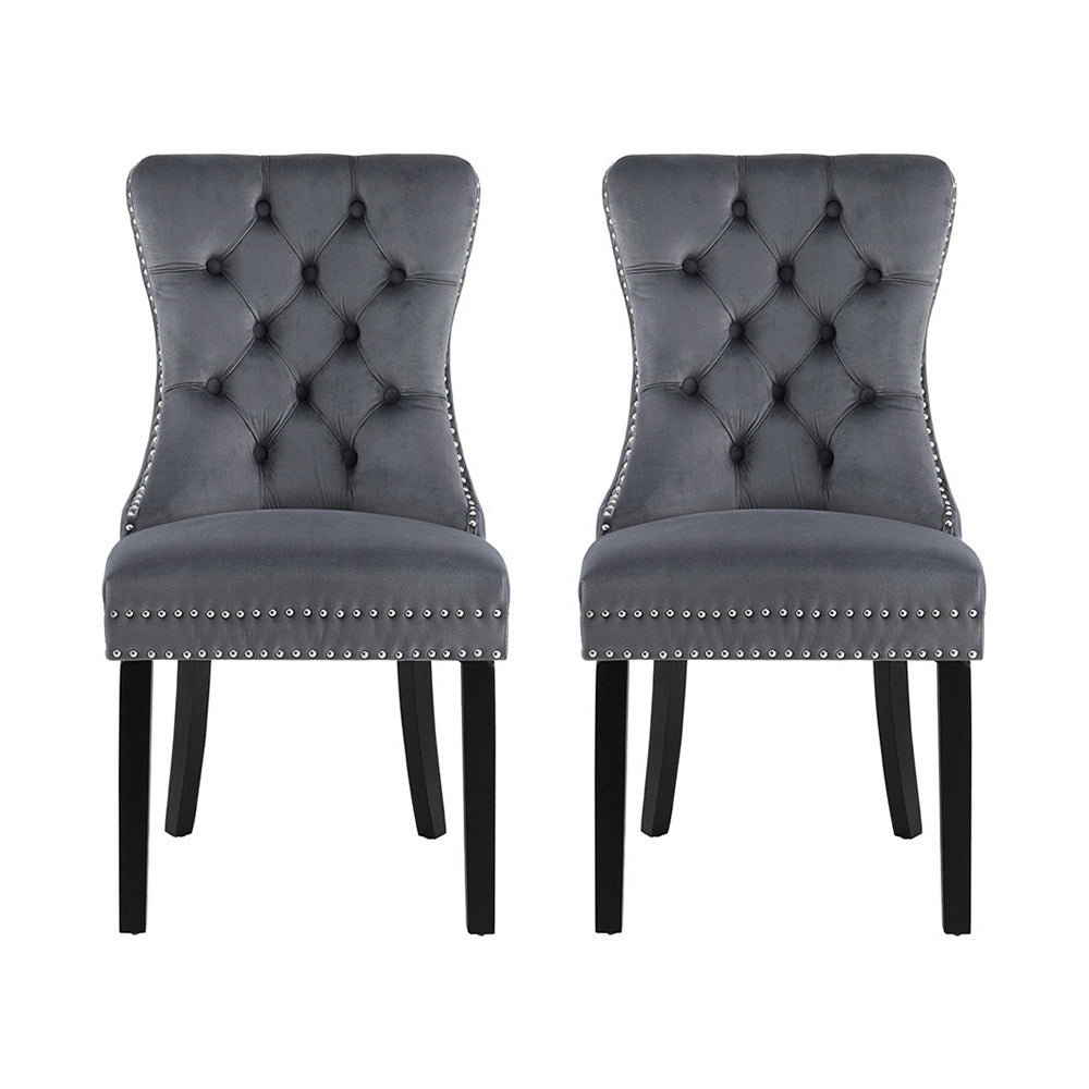 Blythe Set of 2 Dining Chairs Velvet - Grey