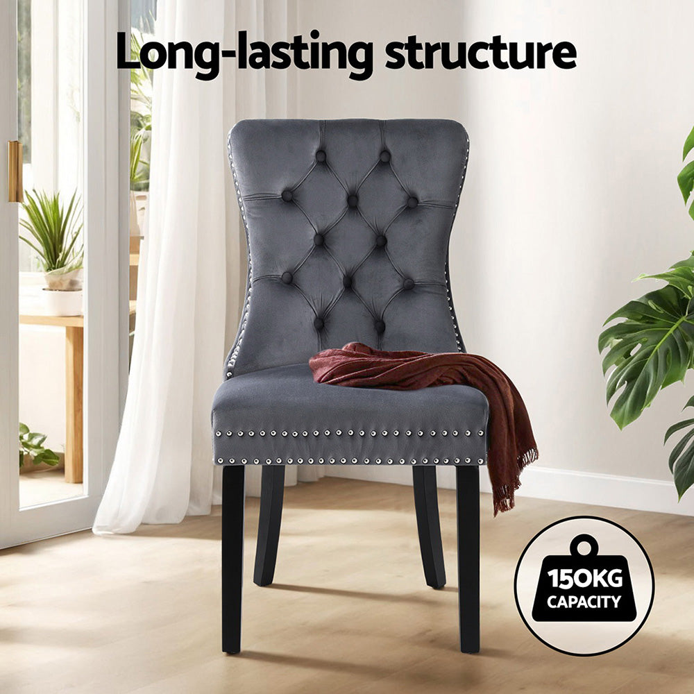 Blythe Set of 2 Dining Chairs Velvet - Grey