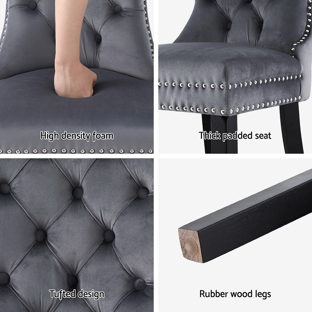 Blythe Set of 2 Dining Chairs Velvet - Grey