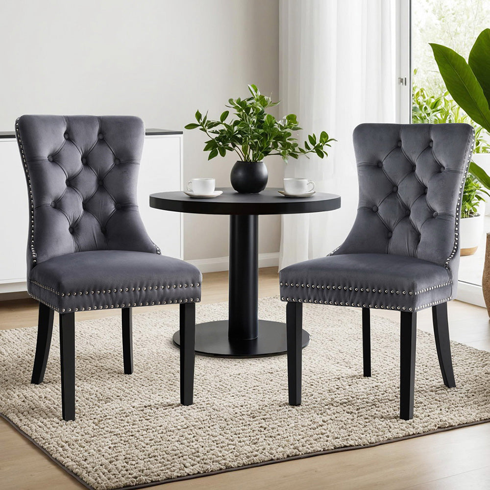 Blythe Set of 2 Dining Chairs Velvet - Grey