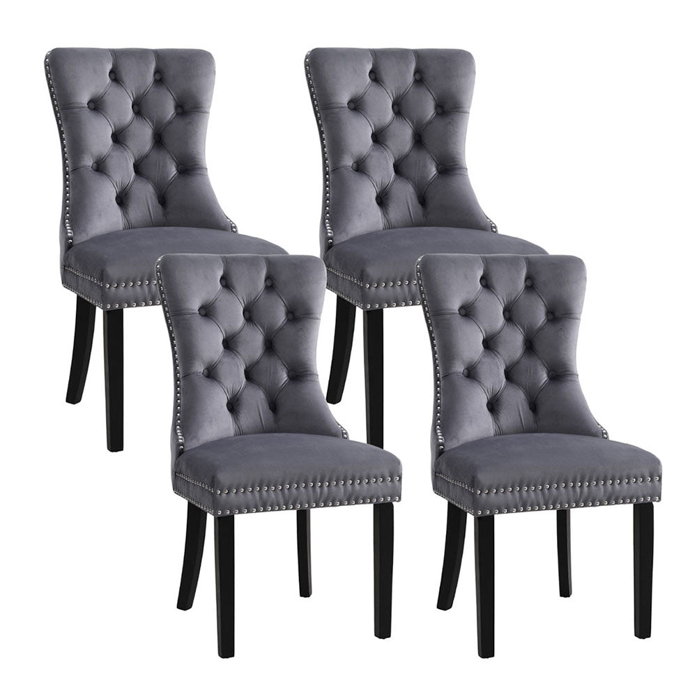 Blythe Set of 4 Dining Chairs Velvet - Grey