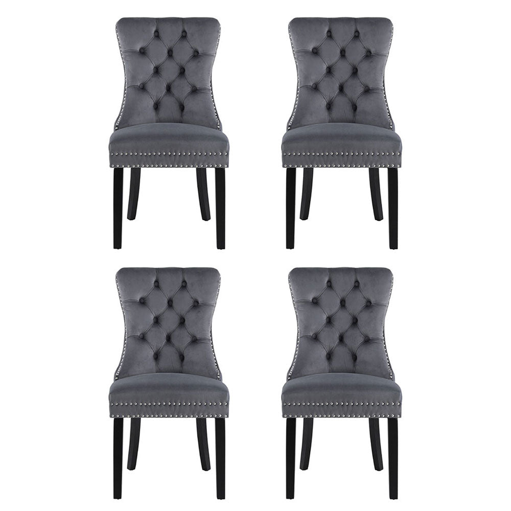 Blythe Set of 4 Dining Chairs Velvet - Grey