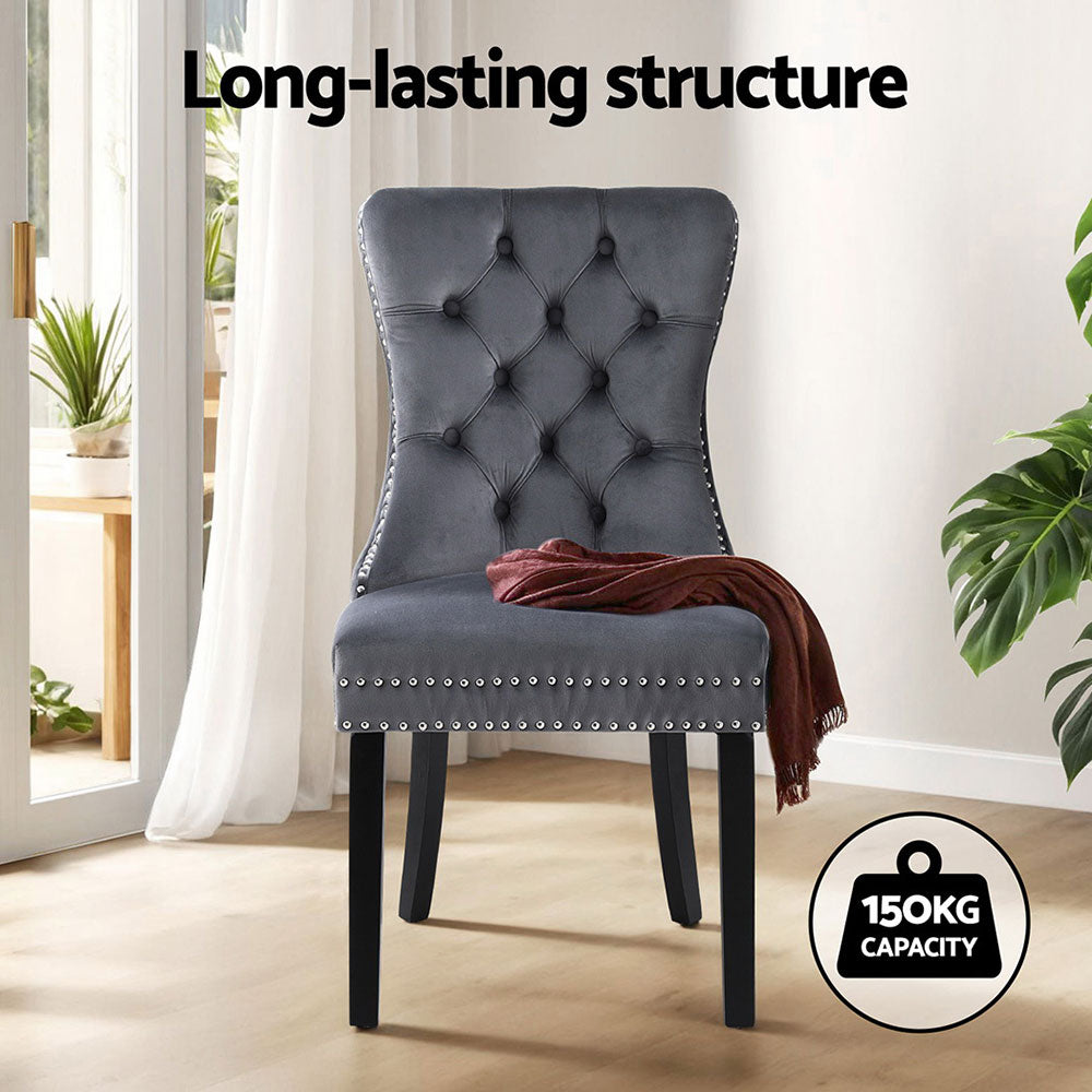 Blythe Set of 4 Dining Chairs Velvet - Grey