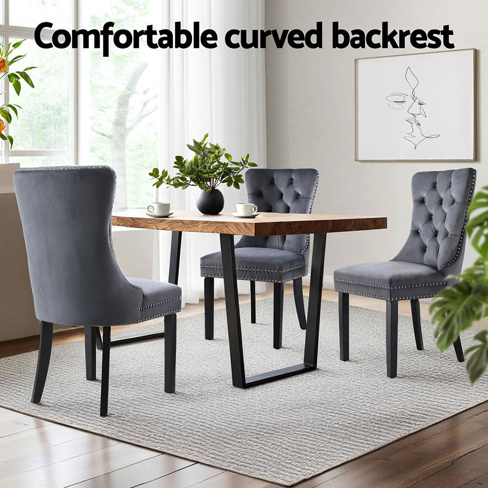 Blythe Set of 4 Dining Chairs Velvet - Grey