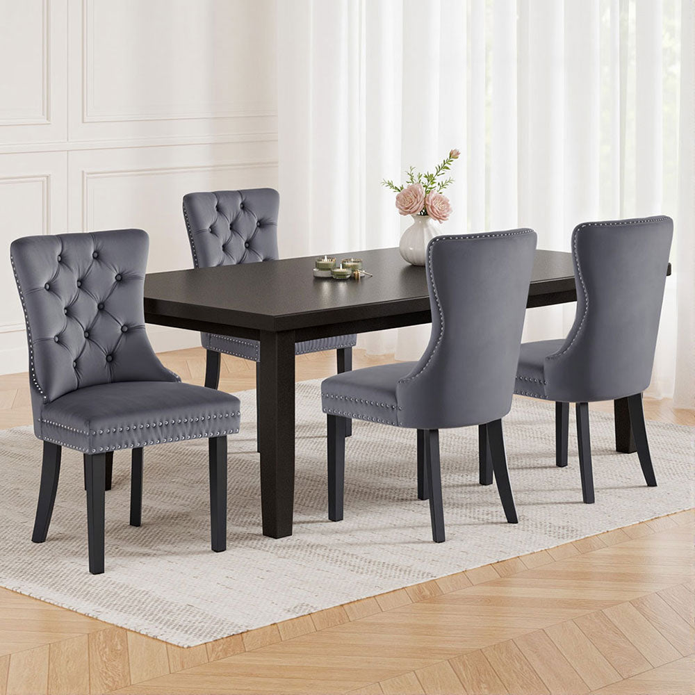 Blythe Set of 4 Dining Chairs Velvet - Grey