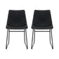 Winifred Set of 2 Dining Chairs Retro PU Leather Kitchen Lounge Cafe Accent Chair - Black
