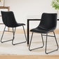 Winifred Set of 2 Dining Chairs Retro PU Leather Kitchen Lounge Cafe Accent Chair - Black