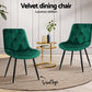 Hadley Set of 4 Dining Chairs Velvet Diamond Tufted - Green