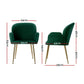 Bentley Set of 4 Dining Chairs Velvet Armchair - Green