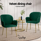 Bentley Set of 4 Dining Chairs Velvet Armchair - Green
