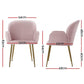 Bentley Set of 2 Dining Chairs Velvet Armchair - Pink