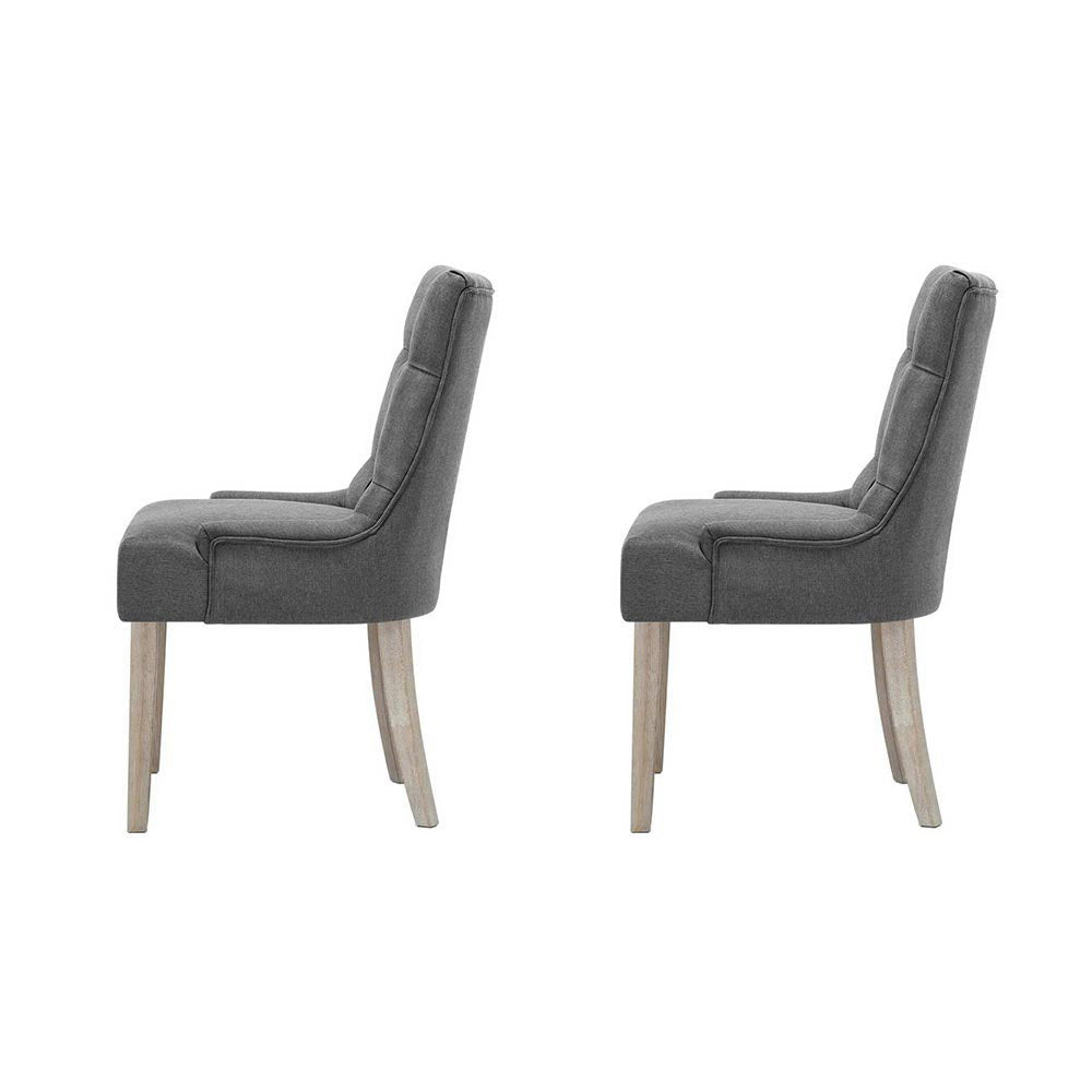 Bristol Set of 2 Dining Chairs Linen French Provincial - Grey