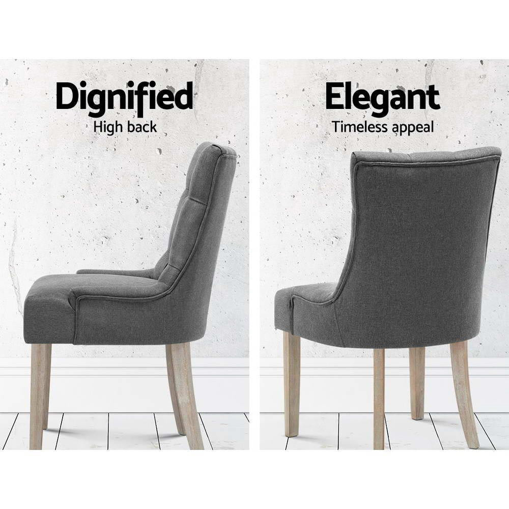 Bristol Set of 2 Dining Chairs Linen French Provincial - Grey