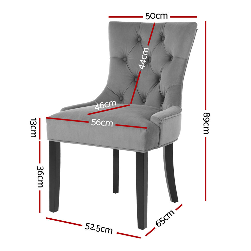Layne Set of 4 Dining Chairs Velvet French Provincial - Grey