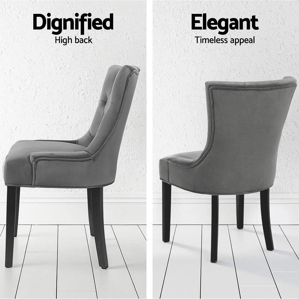Layne Set of 4 Dining Chairs Velvet French Provincial - Grey