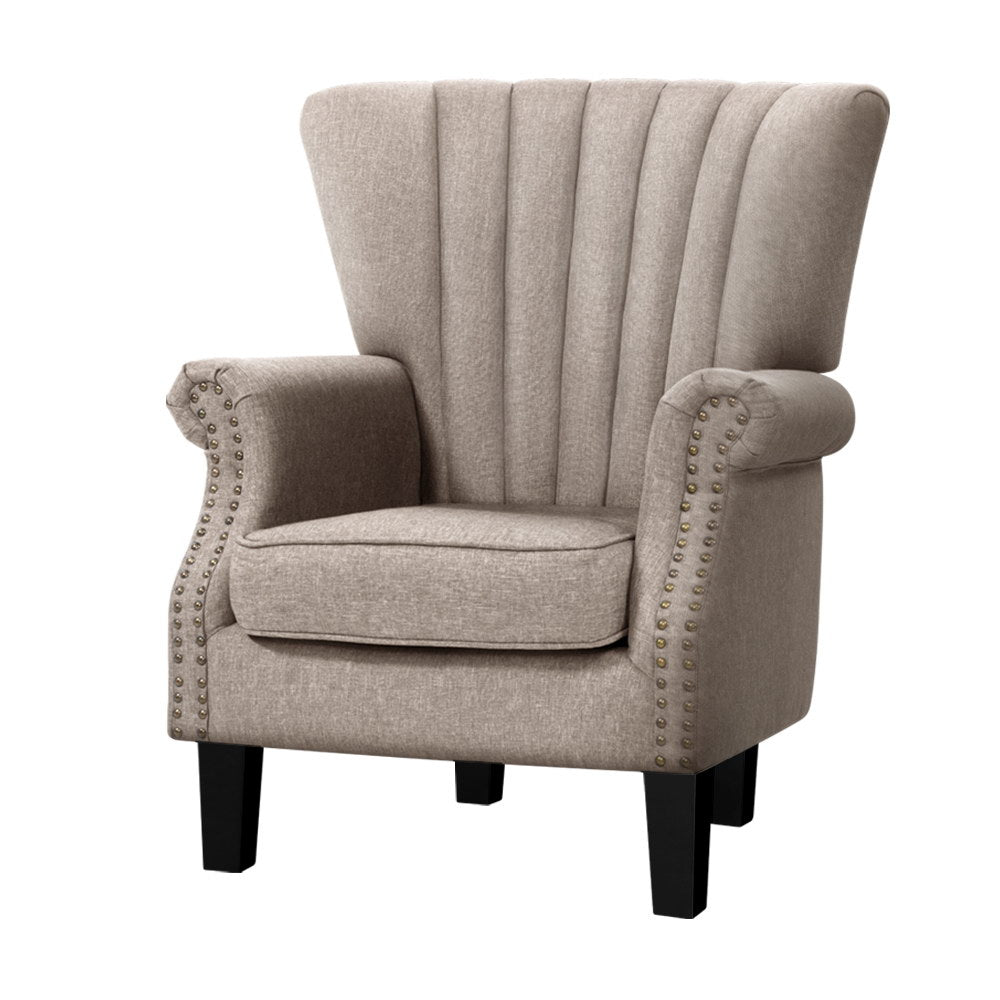 Marian Accent Fabric Lounge Armchair - Beige