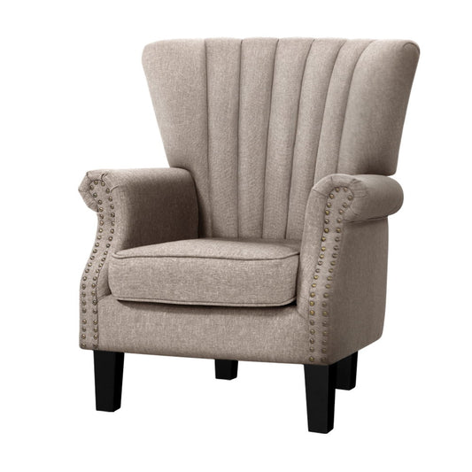 Marian Accent Fabric Lounge Armchair - Beige
