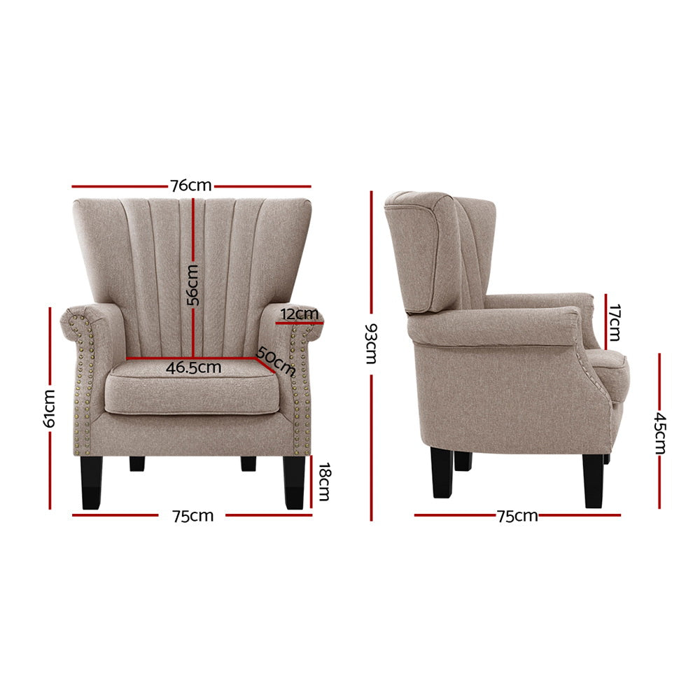 Marian Accent Fabric Lounge Armchair - Beige