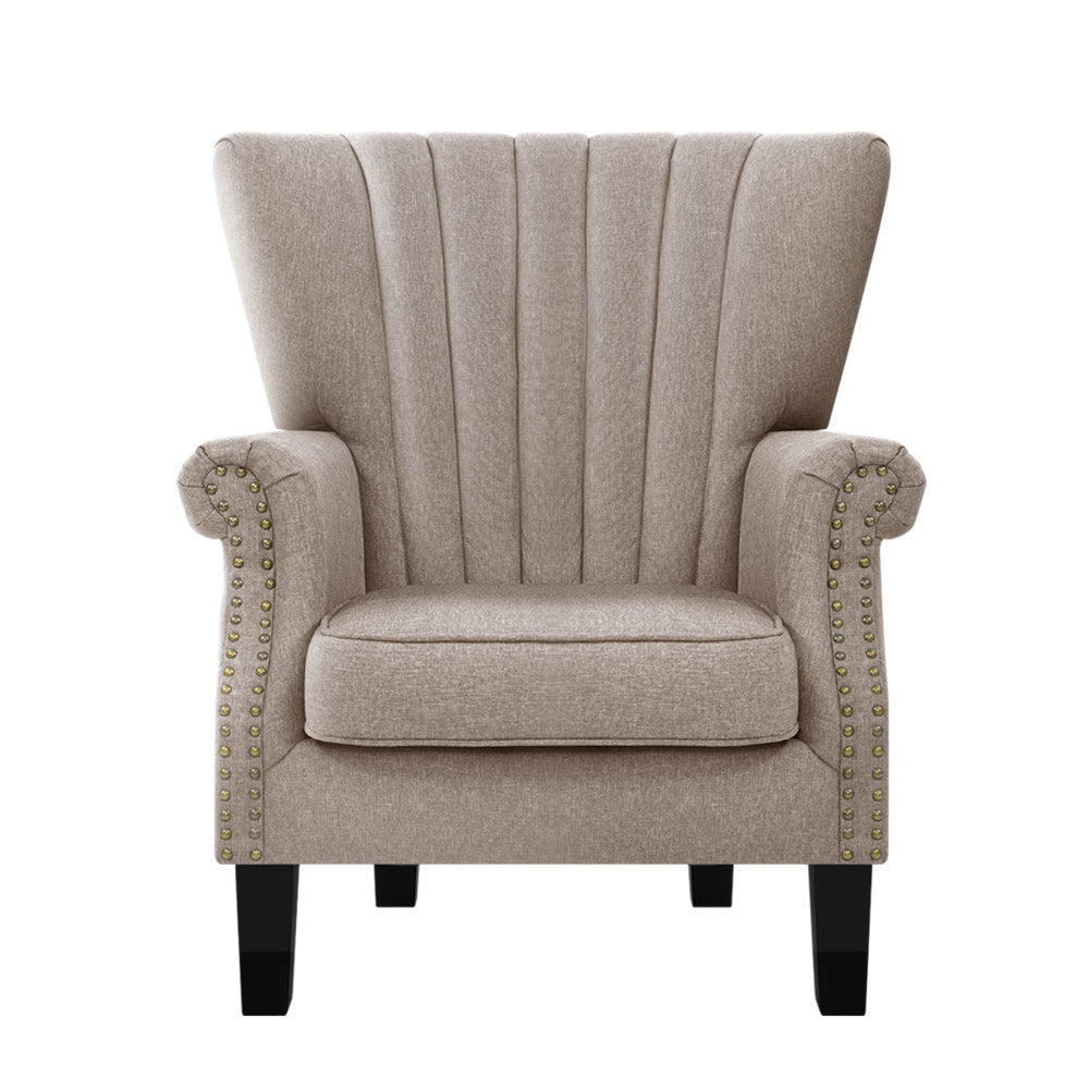 Marian Accent Fabric Lounge Armchair - Beige
