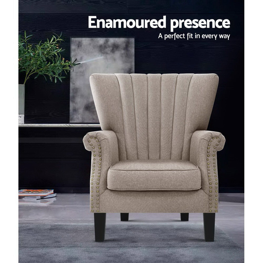 Marian Accent Fabric Lounge Armchair - Beige